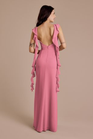 Celebrate DB Studio Ruffle Strap Scoop Neck Chiffon A-Line Dress